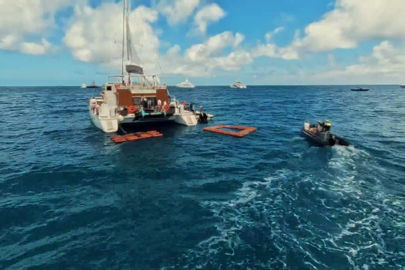 A Bain De Mer catamaran off Saint Tropez