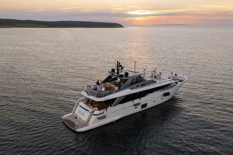 The yacht at sunset for the NSN Hospitality party