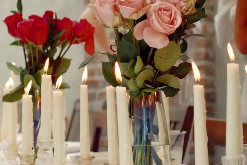 The candlelit table at the Rove dinner