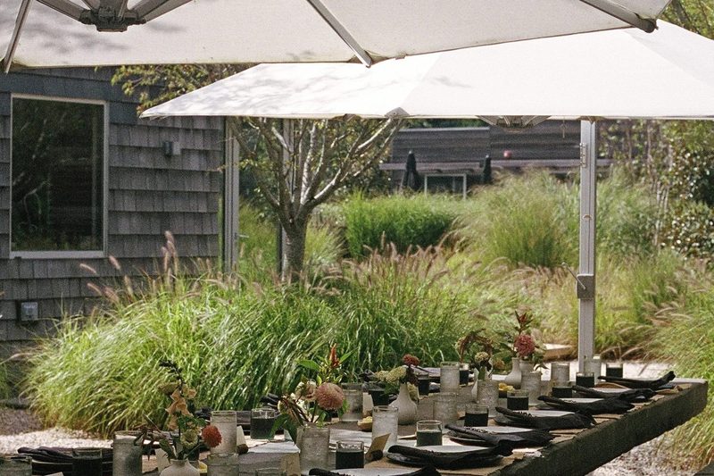 The dinner table set at Shou Sugi Ban House, the Hamptons