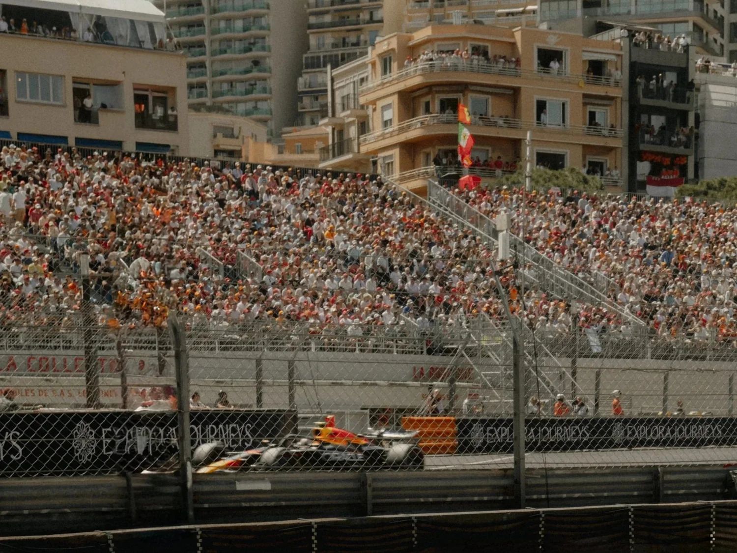 The grandstand and track at the Monaco Grand Prix