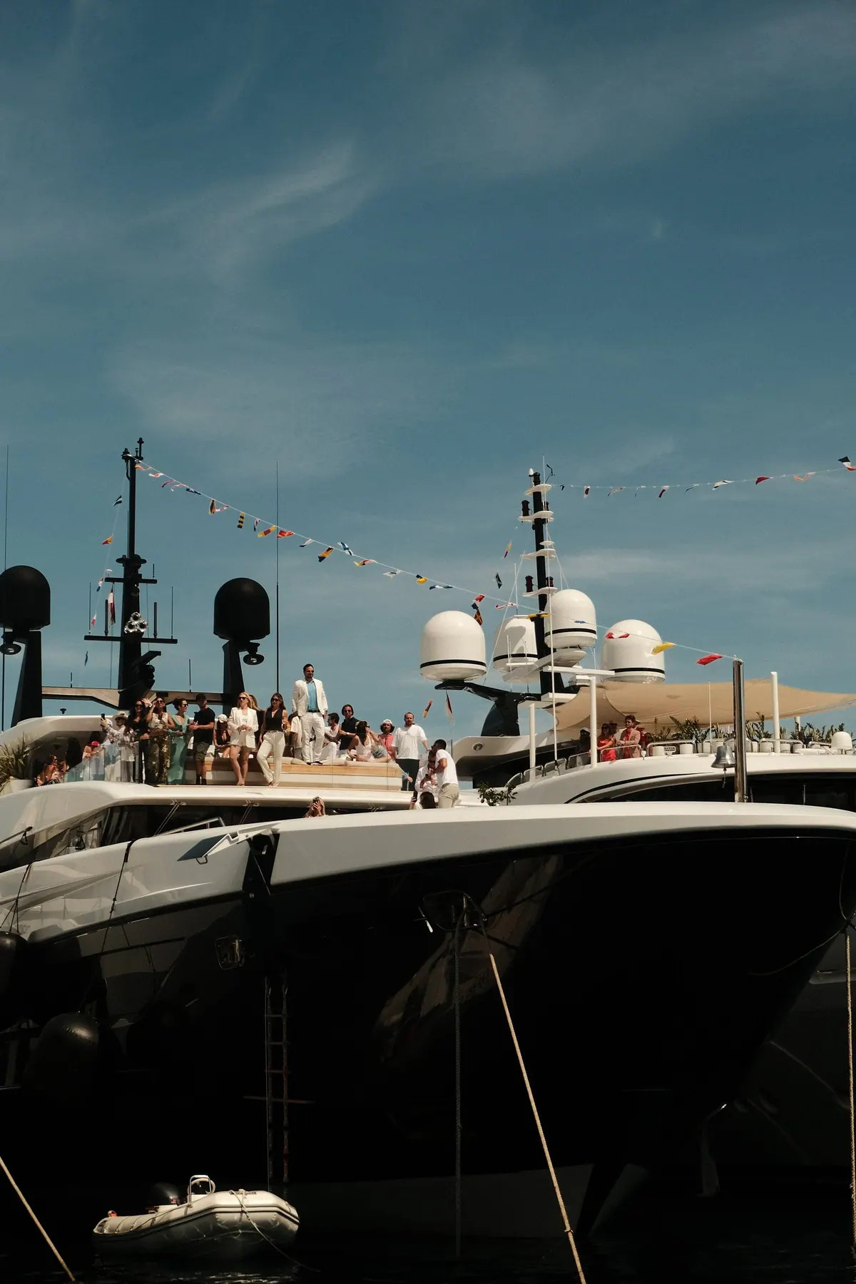 Superyacht at anchor, Monaco